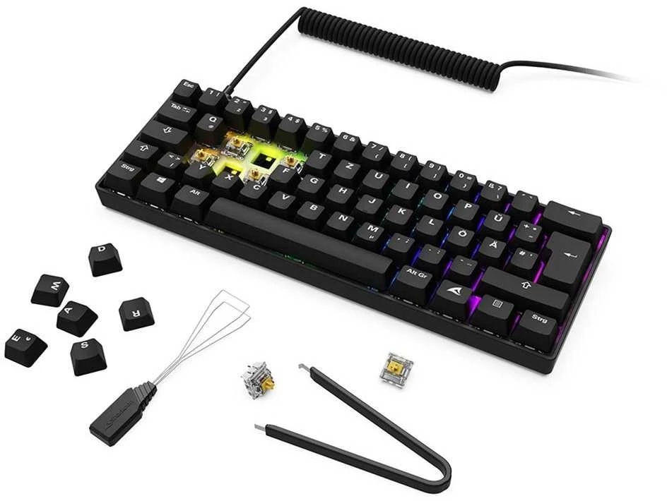 Sharkoon SKILLER SGK50 S4 Gen2 PBT, Gaming-klaviatūra - juodas, DE-išdėstymas, Gateron G Pro 3.0 Geltona