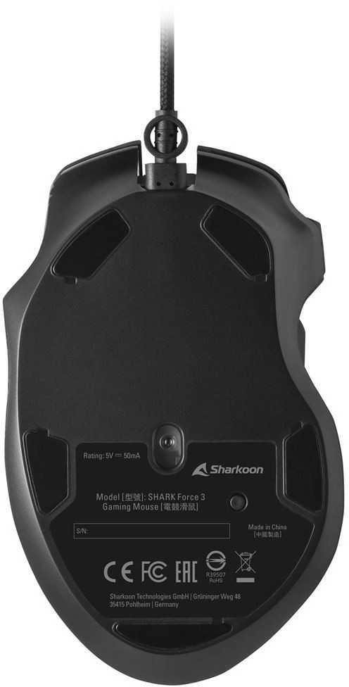 Sharkoon Pelė Shark Force 3 Optisch 8 Tasten 12.800DPI schw