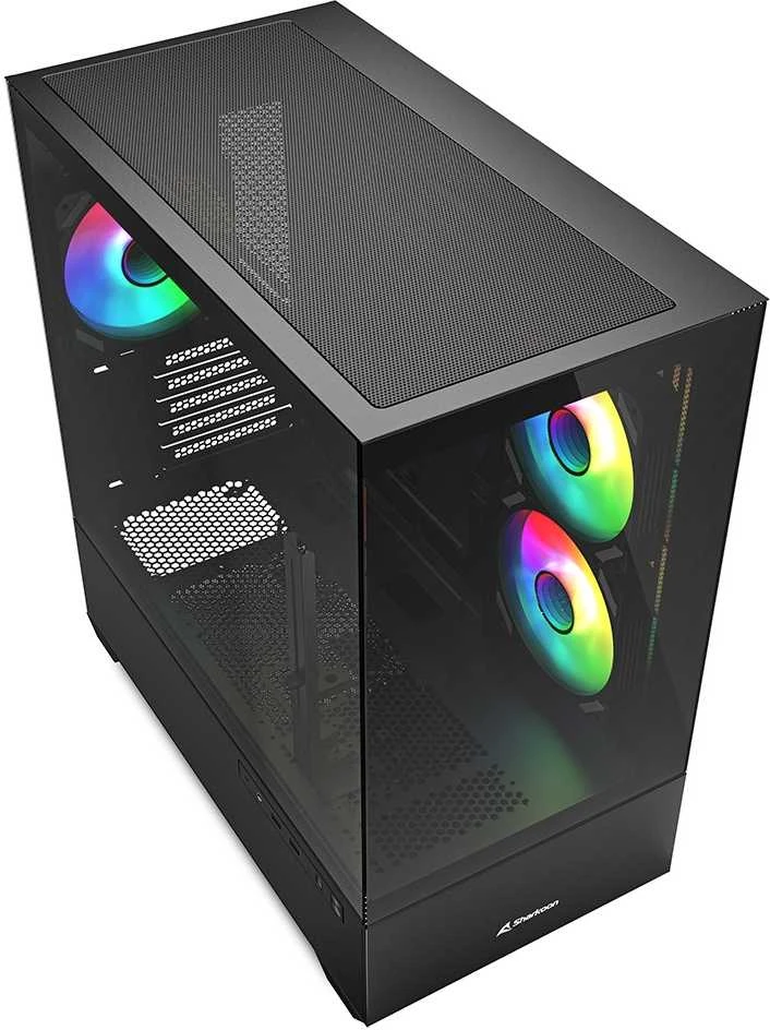 Sharkoon MK6 RGB, Tower tipo korpusas - juodas, grūdintas stiklas x 2