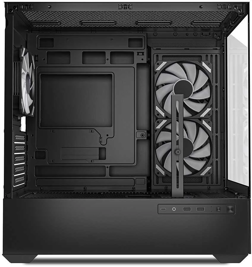 Sharkoon MK6 RGB, Tower tipo korpusas - juodas, grūdintas stiklas x 2