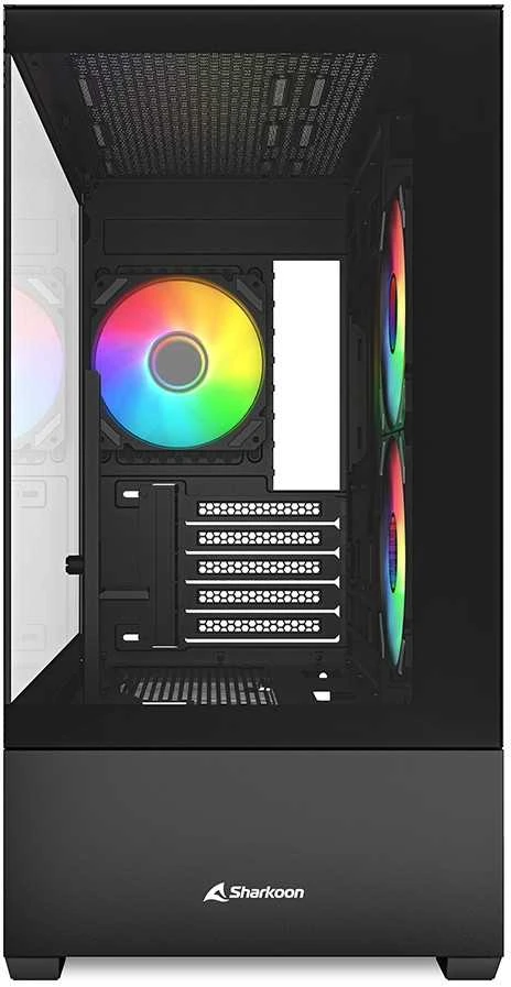 Sharkoon MK6 RGB, Tower tipo korpusas - juodas, grūdintas stiklas x 2