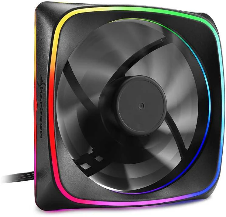 Sharkoon RGB SHARK Apšvietimas, Ventiliatorius, 12 cm, 1000 RPM, 15.2 dB, 56 m³/h, Juodas