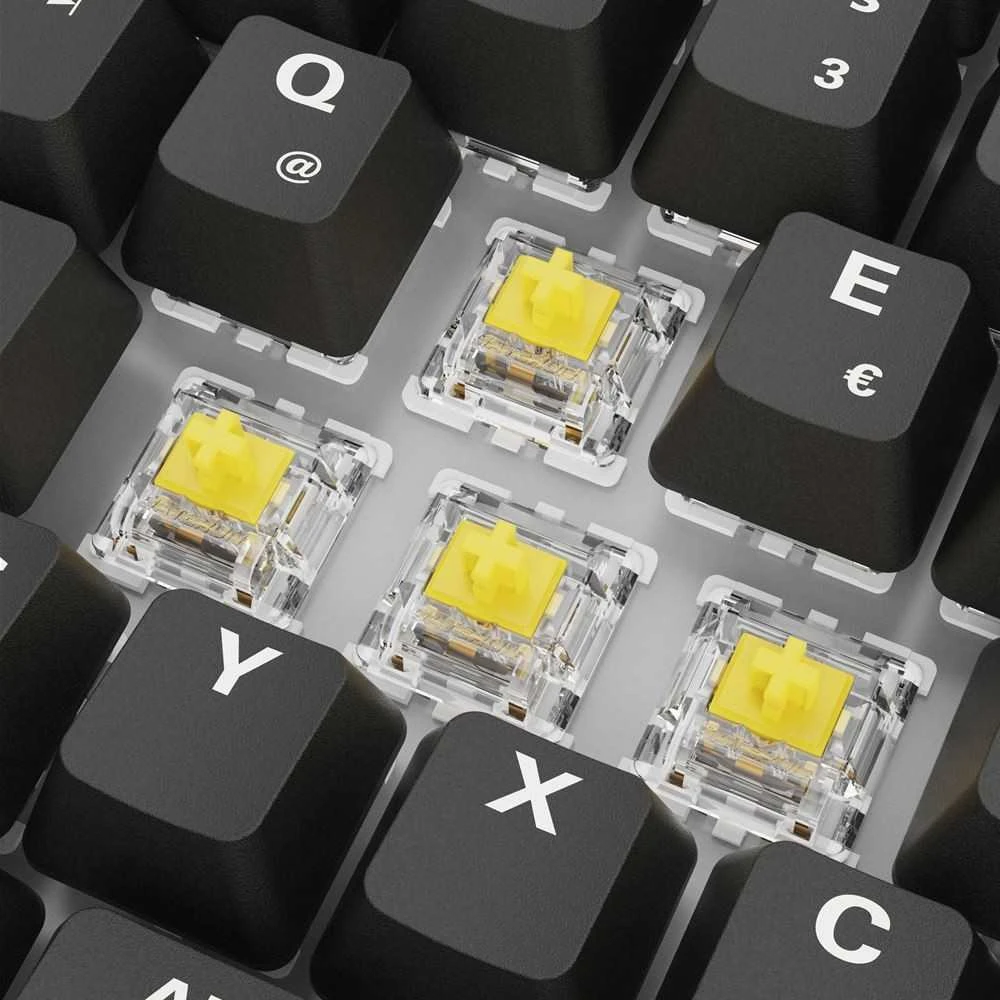 Sharkoon SKILLER SGK50 S3 PBT, Gaming-klaviatūra - juodas, DE-išdėstymas, Gateron G Pro 3.0 Geltona