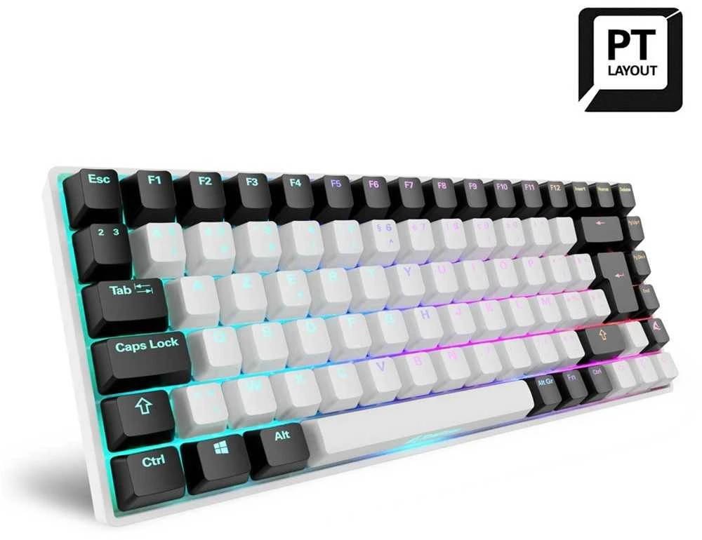 Sharkoon SKILLER SGK50 S3, Gaming-klaviatūra - baltas, PT-išdėstymas, Gateron Geltona