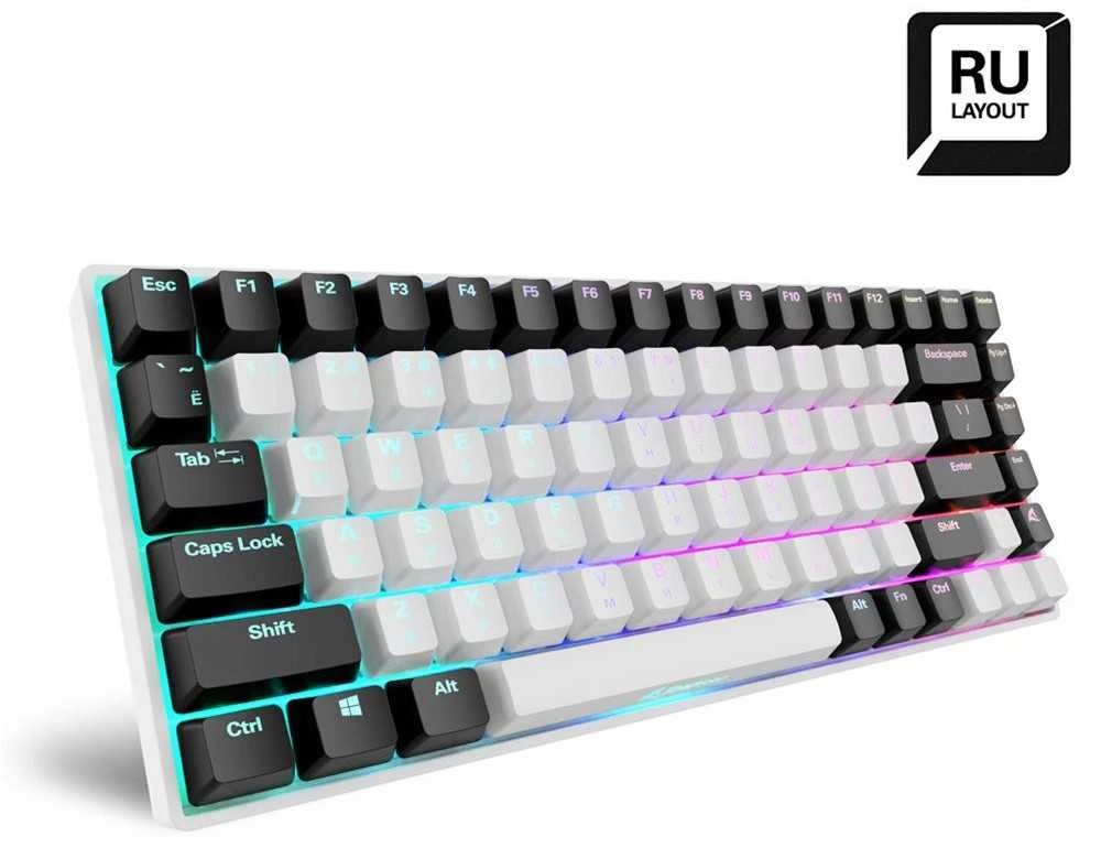 Sharkoon SKILLER SGK50 S3, Gaming-klaviatūra - baltas, RU-išdėstymas, Gateron Geltona