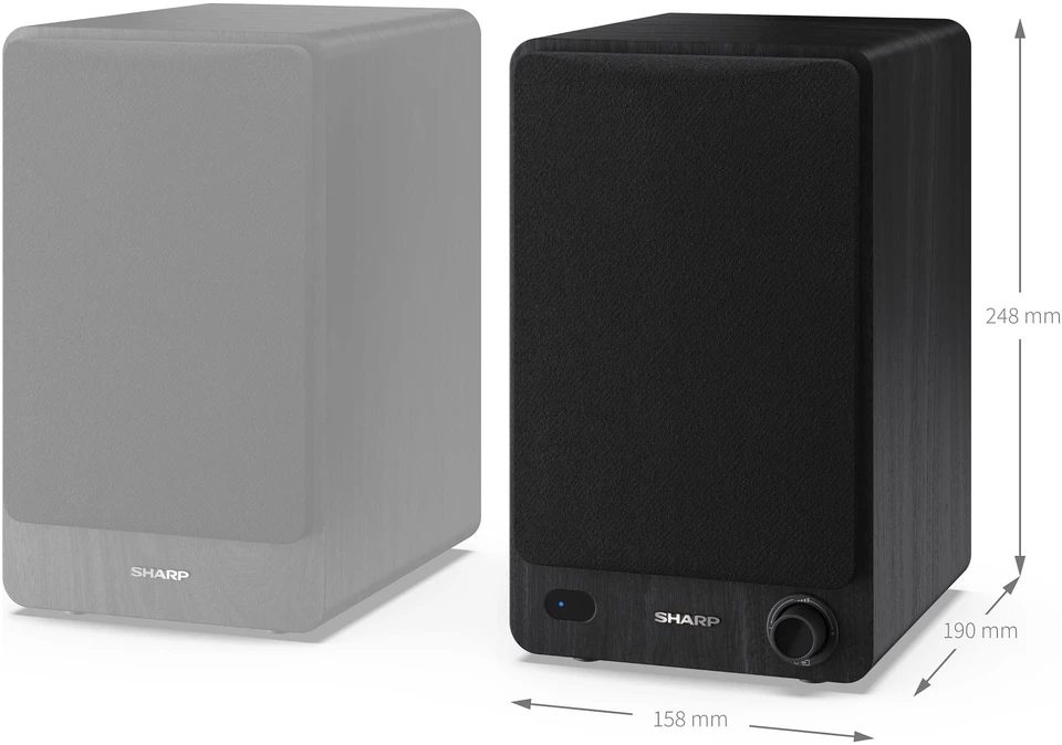 Kompiuterio kolonėlės Sharp CP-SS30 Bookshelf Speakers, Juodas | Sharp | Speakers | CP-SS30(BK) Bookshelf | 60 W | Bluetooth | Belaidė jungtis | Juodas
