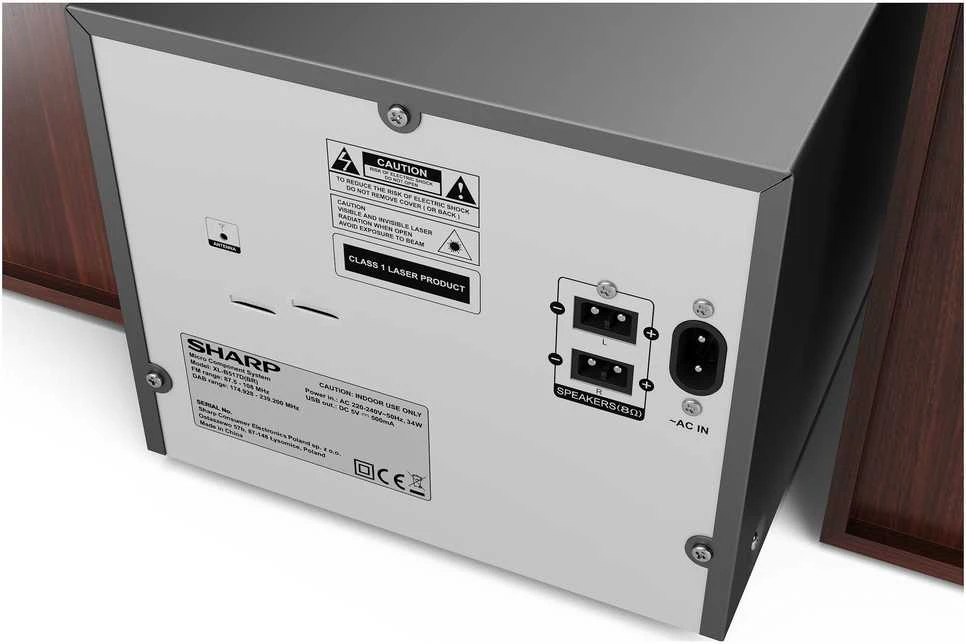 Muzikinis centras Sharp | Hi-Fi Micro System | XL-B517D(BR) | Brown | USB port | AUX in | Bluetooth | CD grotuvas | FM radio | Belaidė jungtis
