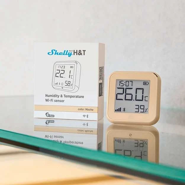 Shelly H&T GEN3 Wifi temperatūros ir drėgmės sensorius MOCHA