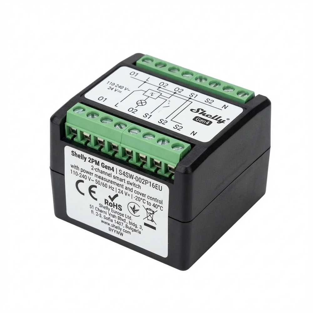 4 „Shelly 2PM Gen4“ „Zigbee“ / „Matter“ valdiklių rinkinys