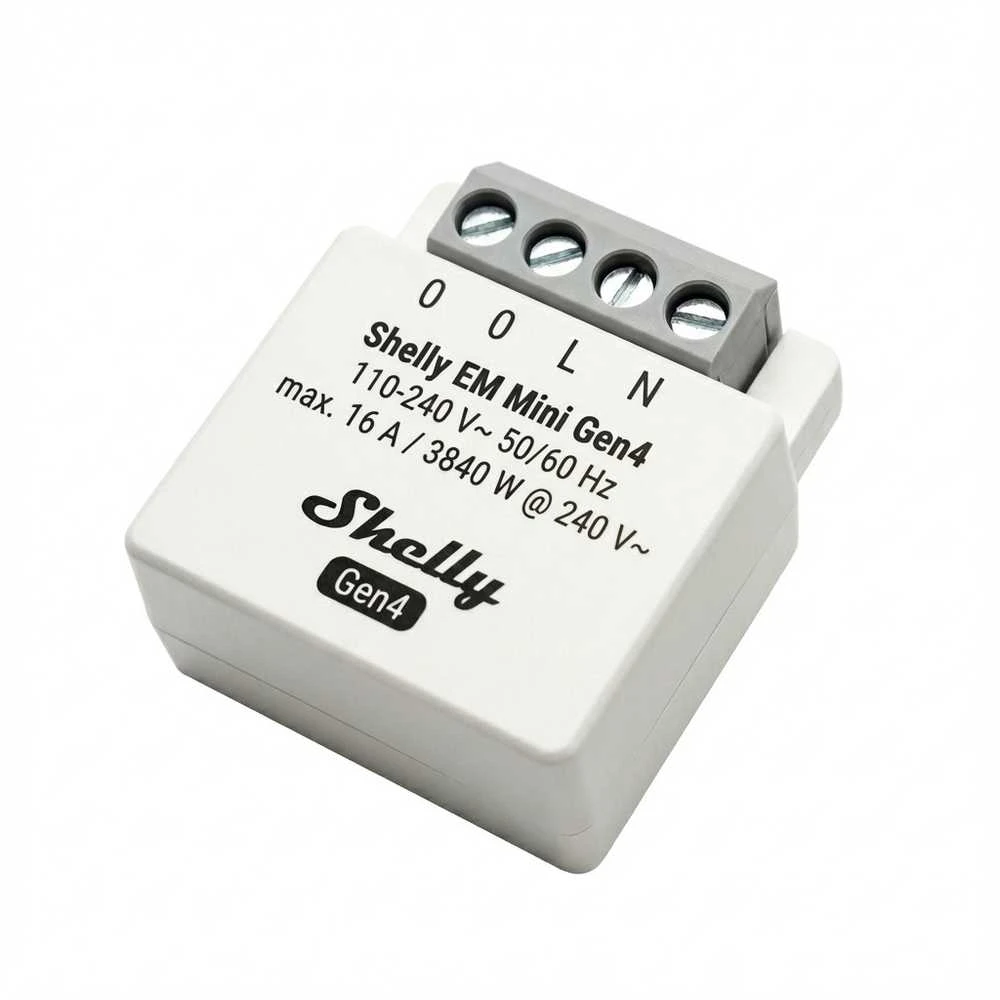 Shelly EM Mini Gen4 galios matuoklio modulis 16A (WiFi, Bluetooth, Zigbee, Matter)