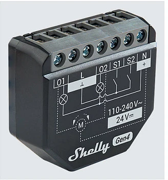 Maršrutizatorius Shelly Group 2 kanalų išmanusis jungiklis su energijos matavimu Shelly 2PM Gen4