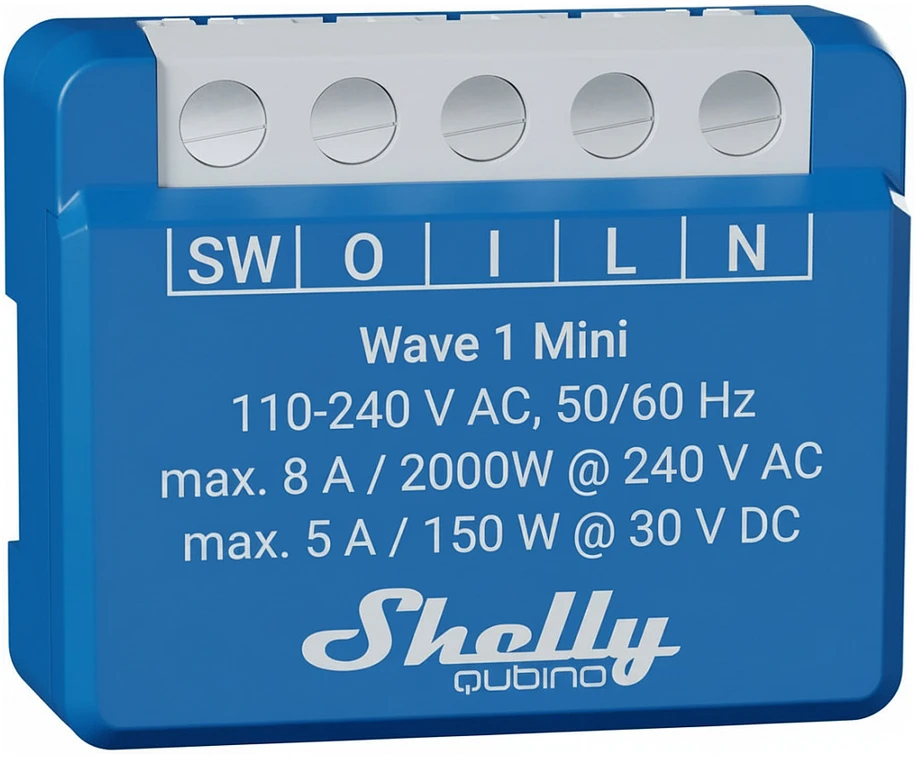Shelly Qubino Wave 1 Mini LR išmanusis jungiklis Z-Wave Mėlyna