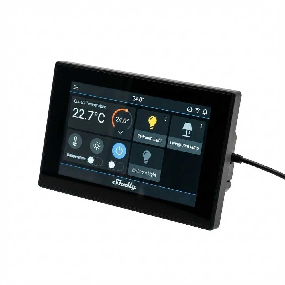 Shelly Ekranas XL Wi-Fi Bluetooth Smart Home Control Panel, Juodas