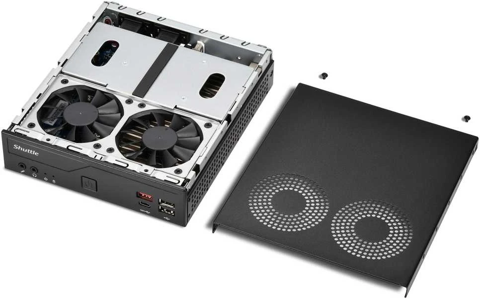 Shuttle XPC slim DH810 Barebone LGA1851 DDR5 USB4 3x Ekranas