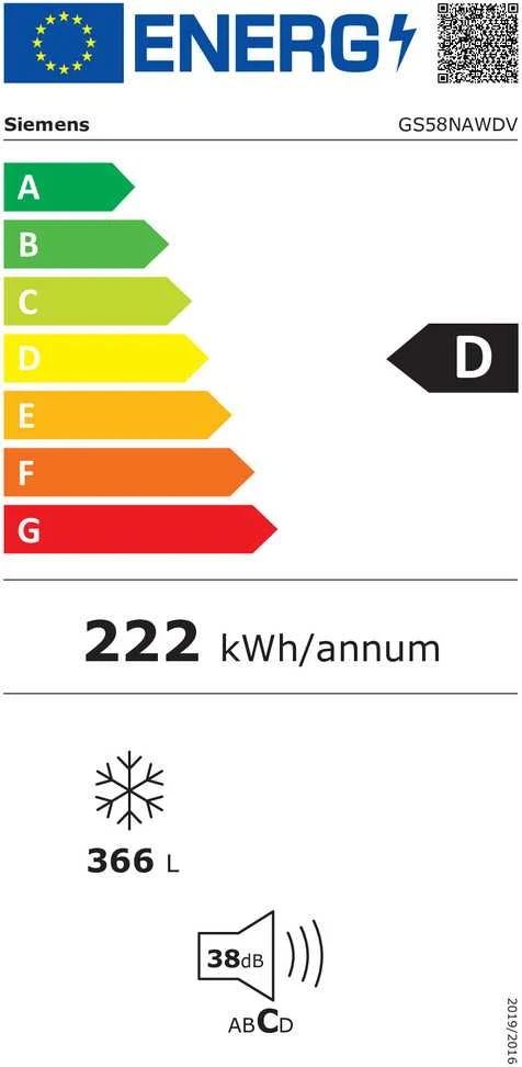 Šaldiklis Siemens GS58NAWDV noFrost Stand-Gefrierschrank baltas