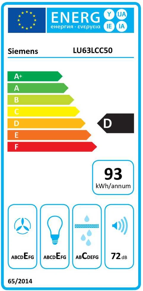 Gartraukis Siemens LU63LCC50 – 350 m³/h – Ortakinis/Recirkuliacinis – E – E – C – 72 dB