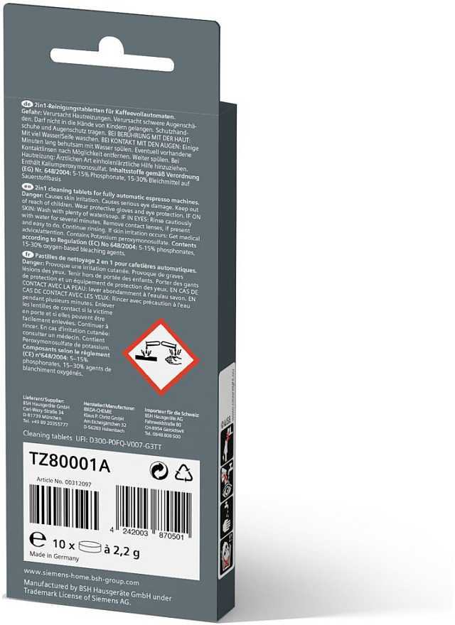 Valymo tabletės Siemens TZ80001A