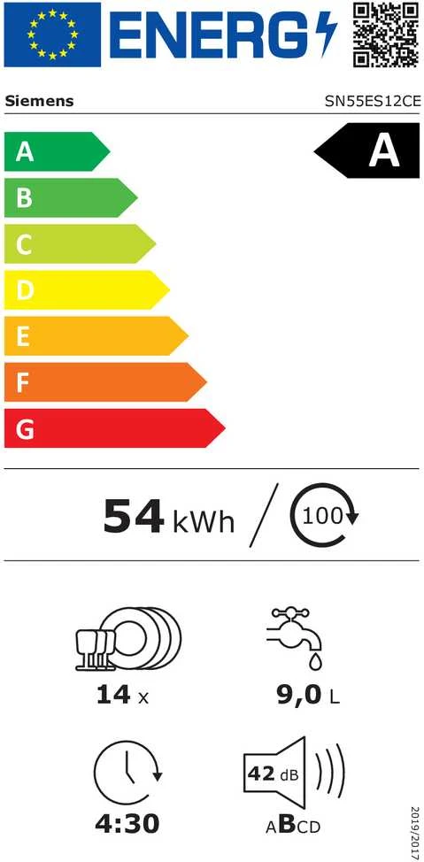 Indaplovė Siemens SN55ES12CE Indaplovė zintegrowana 60cm nerūdijantis plienas