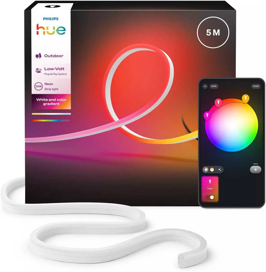 „Philips Hue“ neoninė šviesos juostelė, skirta naudoti lauke, 5 m | 30 W | „Bluetooth“, „Zigbee“
