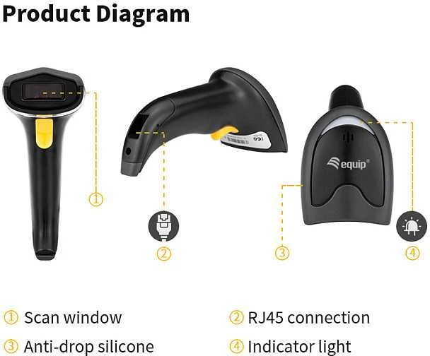Equip brūkšninių kodų skaitytuvo techninė schema