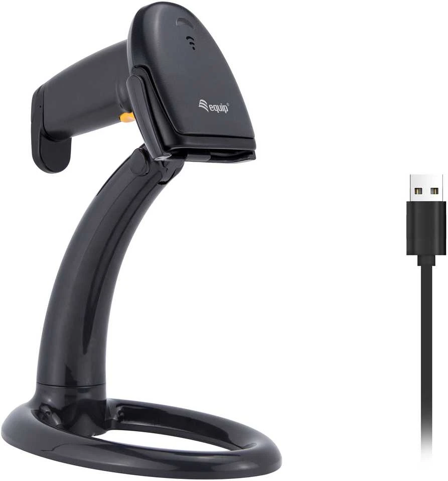 Equip 351020 brūkšninių kodų skaitytuvas Rankinis brūkšninių kodų skaitytuvas 1D LED Juoda