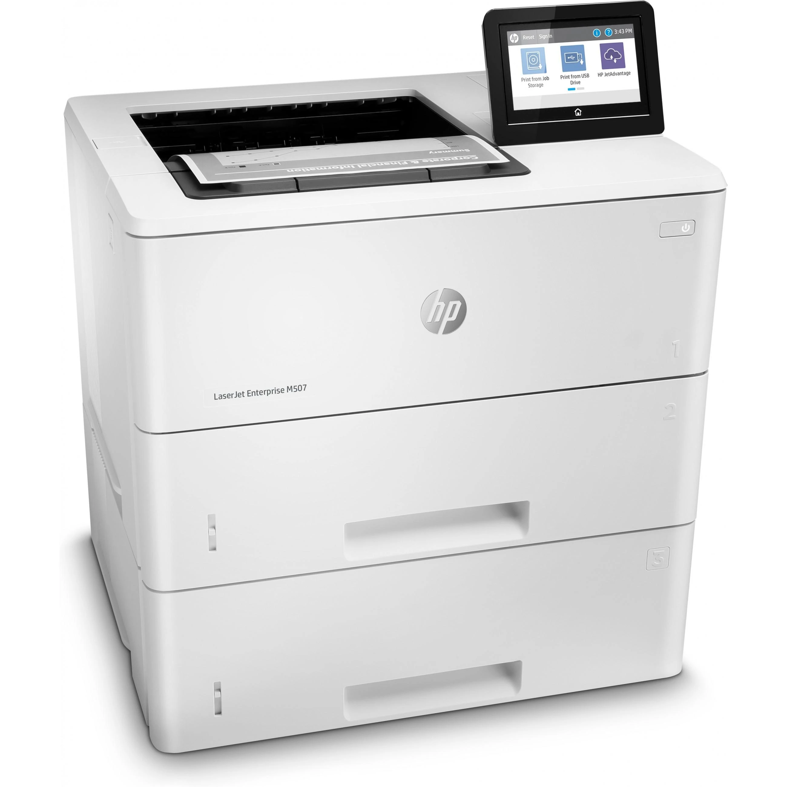 Hewlett Packard (HP) HP LaserJet Enterprise M507x Spausdintuvas - A4 Mono lazerinis, Spausdinimas, Automatinis dokumentų tiektuvas, Auto-Duplex, LAN, WiFi, 43ppm, 2000-7500 puslapių per mėnesį (pakeičia M506x)