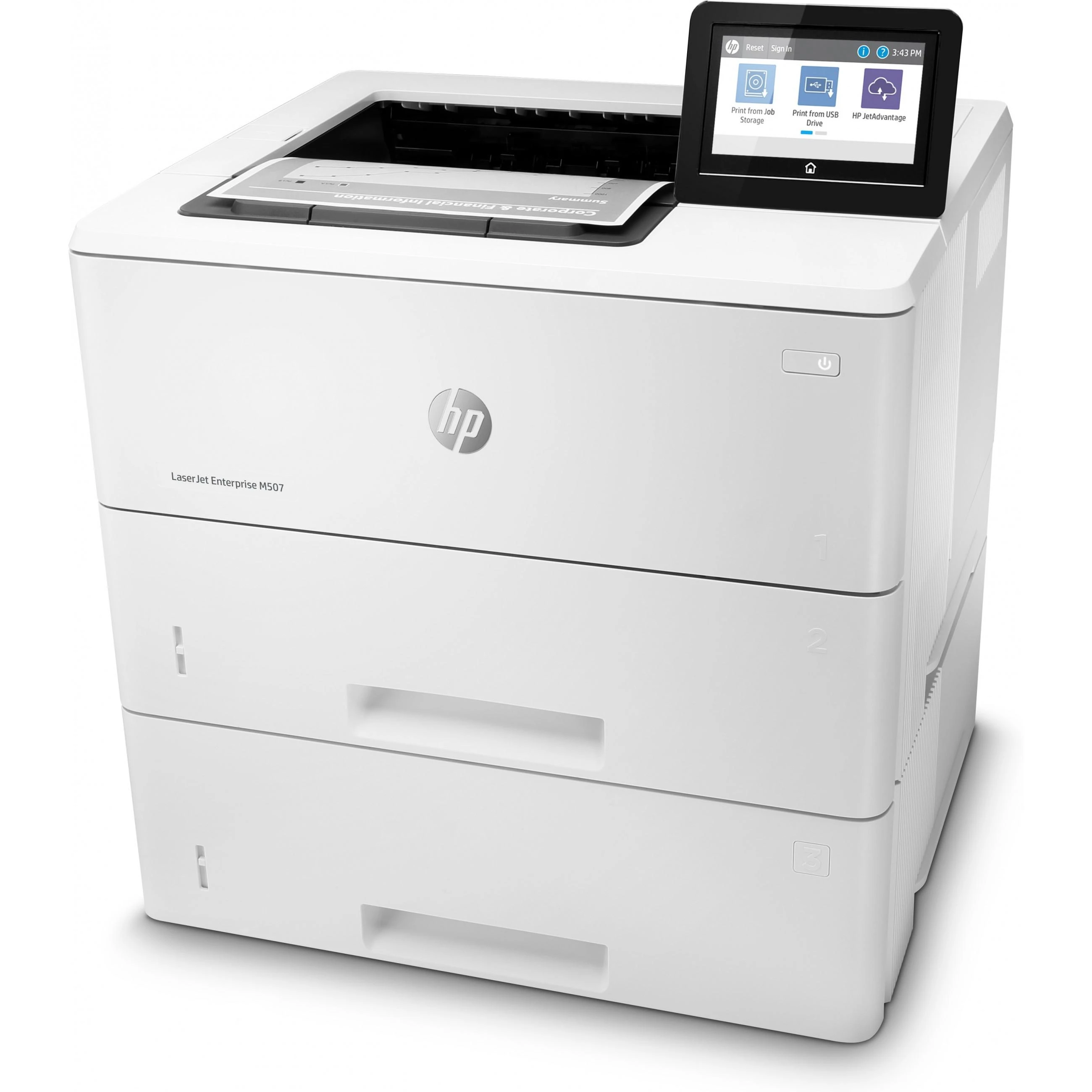 Hewlett Packard (HP) HP LaserJet Enterprise M507x Spausdintuvas - A4 Mono lazerinis, Spausdinimas, Automatinis dokumentų tiektuvas, Auto-Duplex, LAN, WiFi, 43ppm, 2000-7500 puslapių per mėnesį (pakeičia M506x)