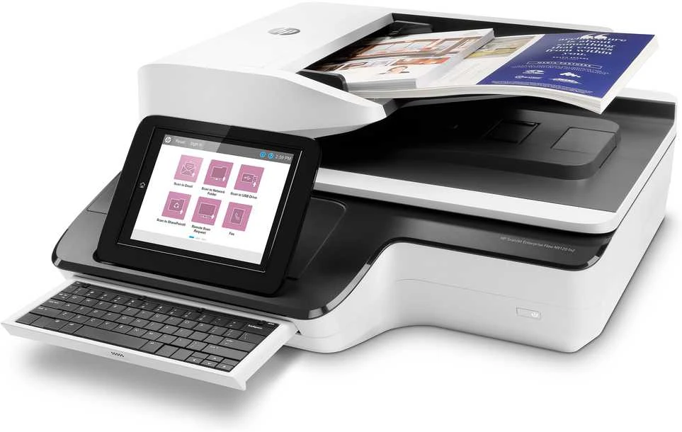 Skeneris Hewlett Packard (HP) „HP ScanJet Enterprise Flow N9120 fn2“ skaitytuvas / dokumentų darbo stotis – A3 spalvinis 600 dpi, plokščiasis / lapų tiektuvas, automatinis dokumentų tiektuvas, automatinis dvipusis skenavimas, OCR / nuskaitymas į tekstą, 120 psl./min., 20 000 puslapių per dieną