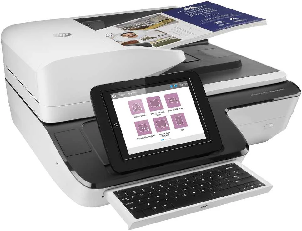 Skeneris Hewlett Packard (HP) „HP ScanJet Enterprise Flow N9120 fn2“ skaitytuvas / dokumentų darbo stotis – A3 spalvinis 600 dpi, plokščiasis / lapų tiektuvas, automatinis dokumentų tiektuvas, automatinis dvipusis skenavimas, OCR / nuskaitymas į tekstą, 120 psl./min., 20 000 puslapių per dieną