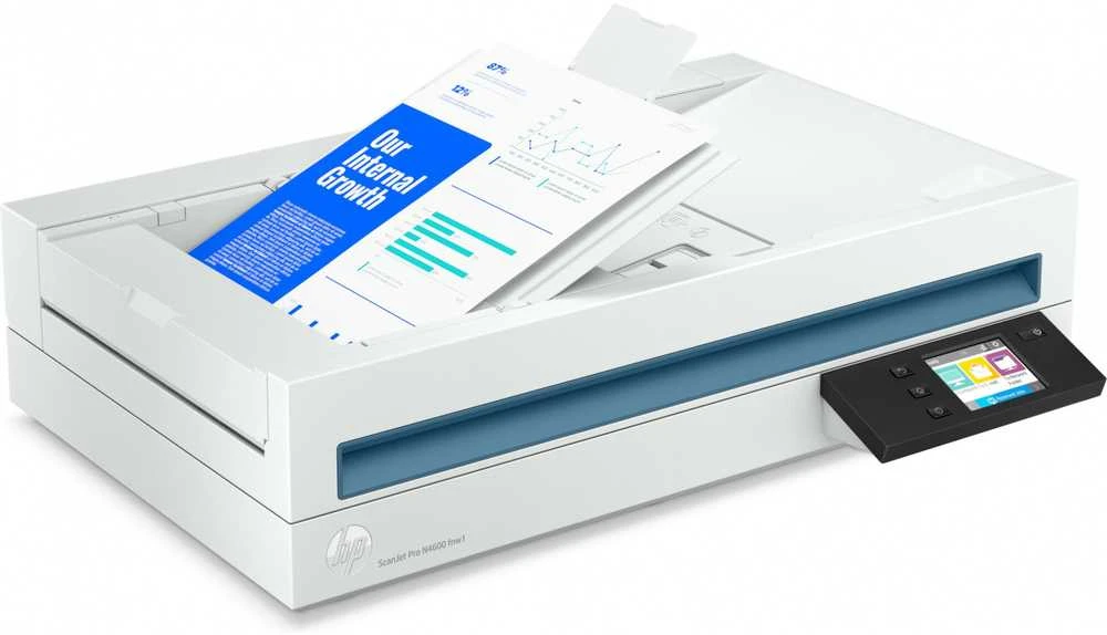 Skeneris Hewlett Packard (HP) „HP ScanJet Pro N4600 fnw1“ skaitytuvas – A4 spalvotas 600 dpi, plokščias nuskaitymas, automatinis dokumentų tiektuvas, automatinis dvipusis, OCR / nuskaitymas į tekstą, 40 ppm, 10 000 puslapių per dieną