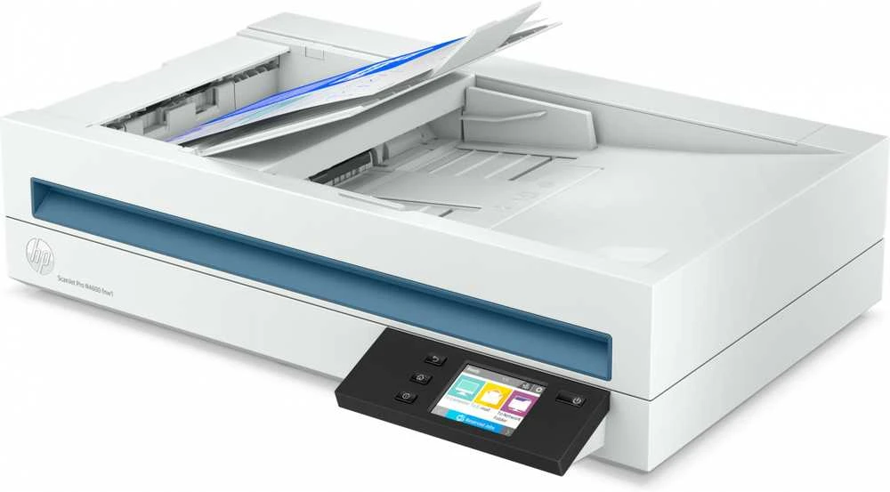 Skeneris Hewlett Packard (HP) „HP ScanJet Pro N4600 fnw1“ skaitytuvas – A4 spalvotas 600 dpi, plokščias nuskaitymas, automatinis dokumentų tiektuvas, automatinis dvipusis, OCR / nuskaitymas į tekstą, 40 ppm, 10 000 puslapių per dieną