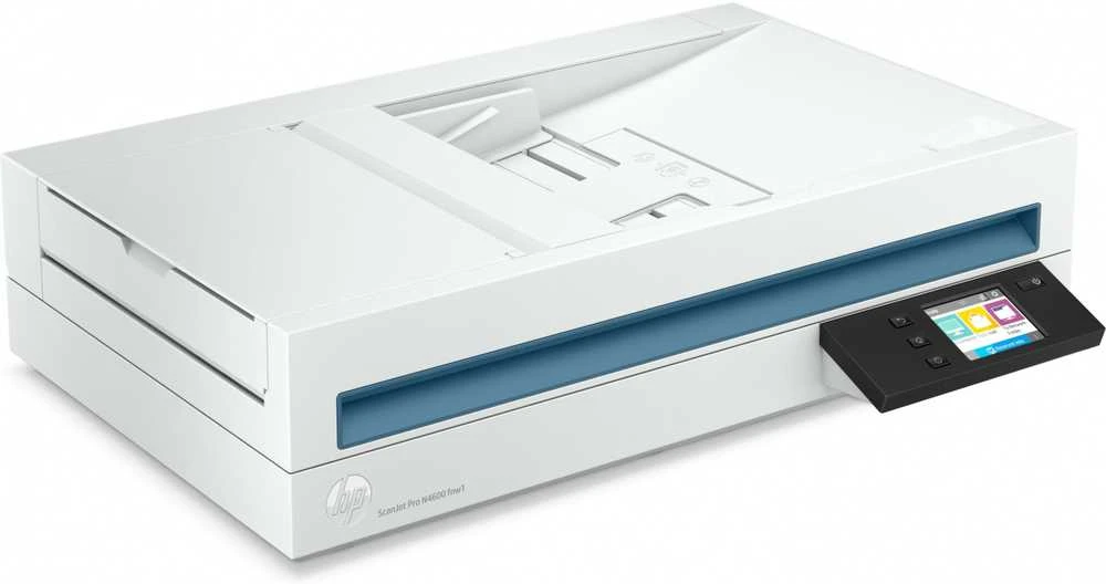 Skeneris Hewlett Packard (HP) „HP ScanJet Pro N4600 fnw1“ skaitytuvas – A4 spalvotas 600 dpi, plokščias nuskaitymas, automatinis dokumentų tiektuvas, automatinis dvipusis, OCR / nuskaitymas į tekstą, 40 ppm, 10 000 puslapių per dieną