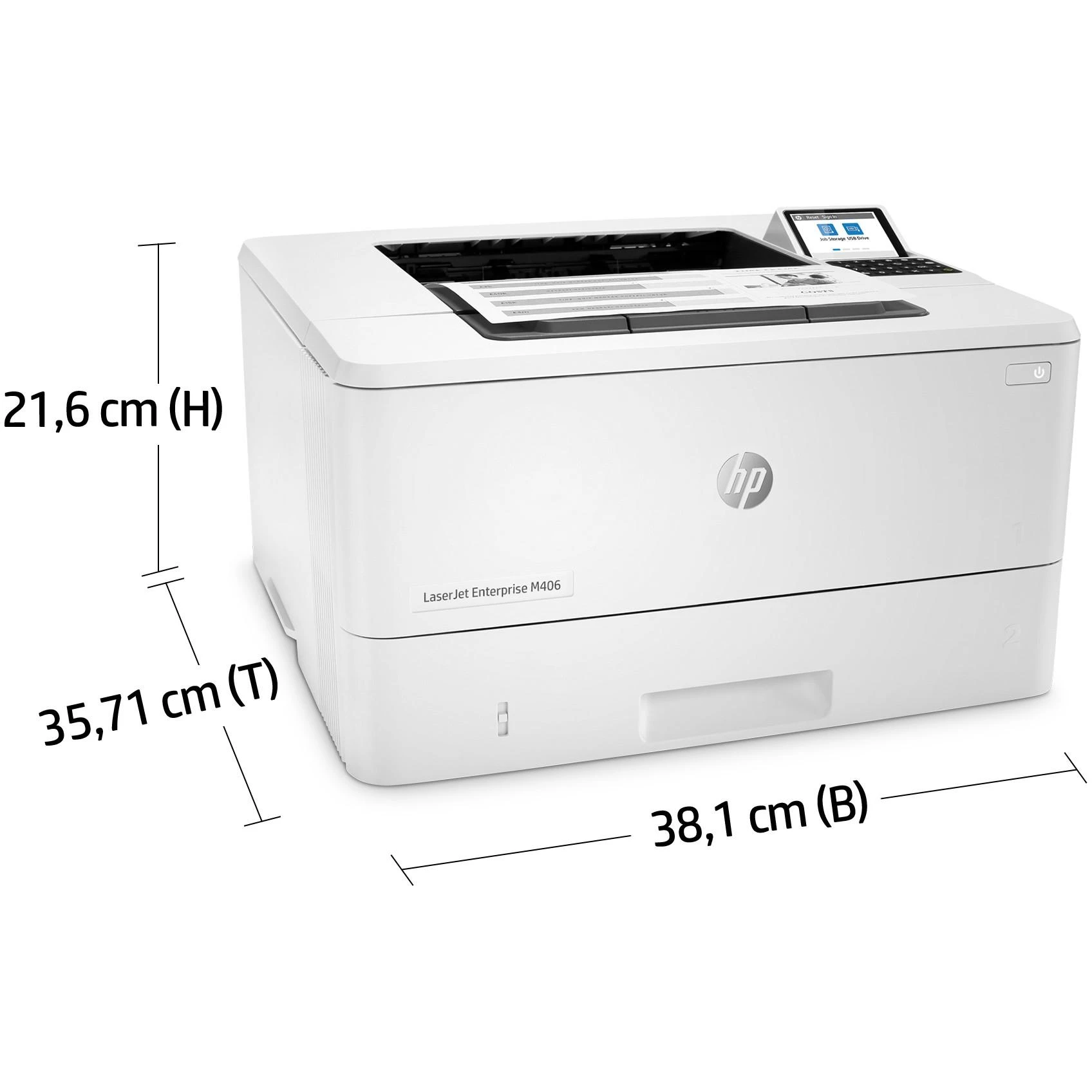 Hewlett Packard (HP) HP LaserJet Enterprise M406dn Spausdintuvas - A4 Mono lazerinis, Print, Auto-Duplex, LAN, 38ppm, 900-4800 pages per month