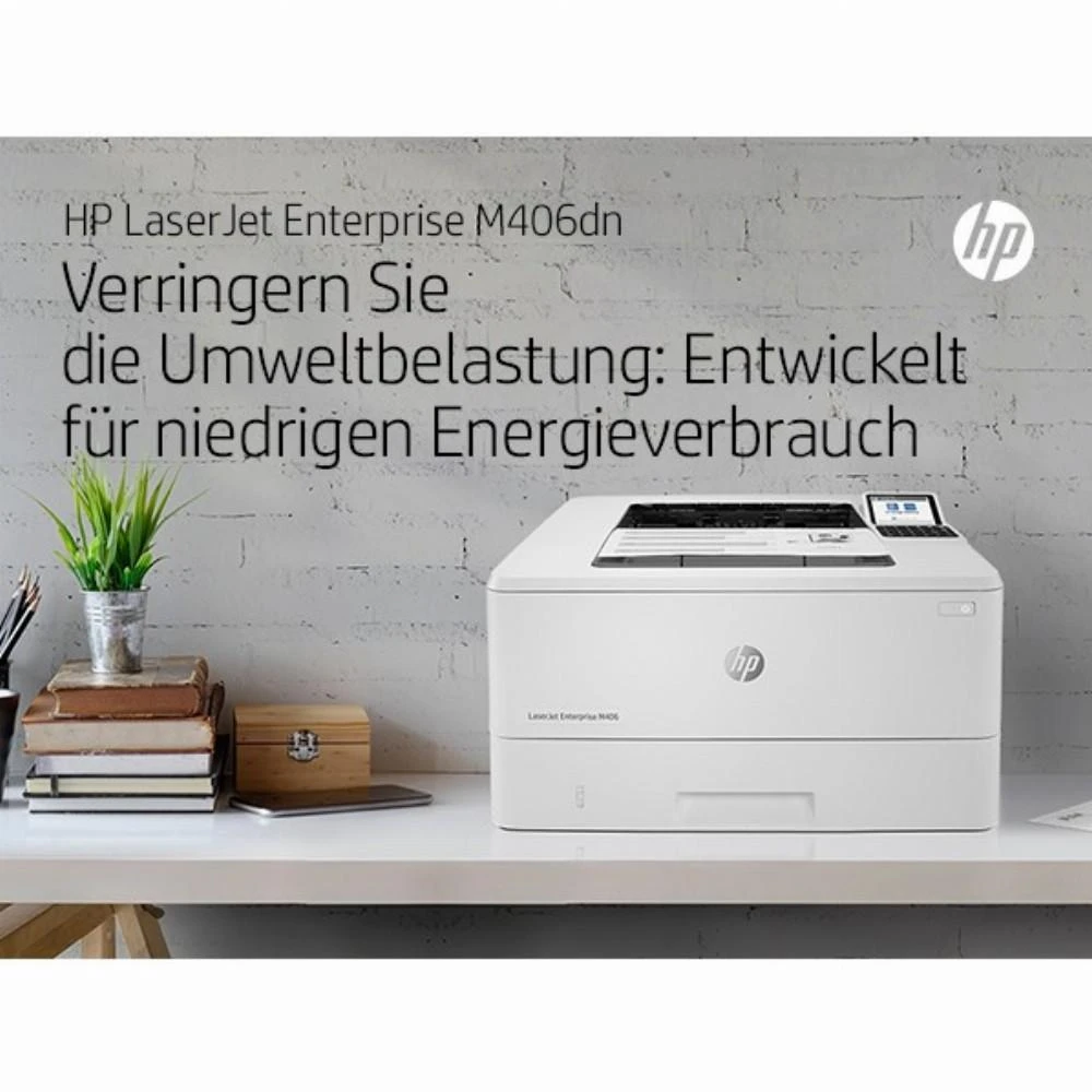 Hewlett Packard (HP) HP LaserJet Enterprise M406dn Spausdintuvas - A4 Mono lazerinis, Print, Auto-Duplex, LAN, 38ppm, 900-4800 pages per month