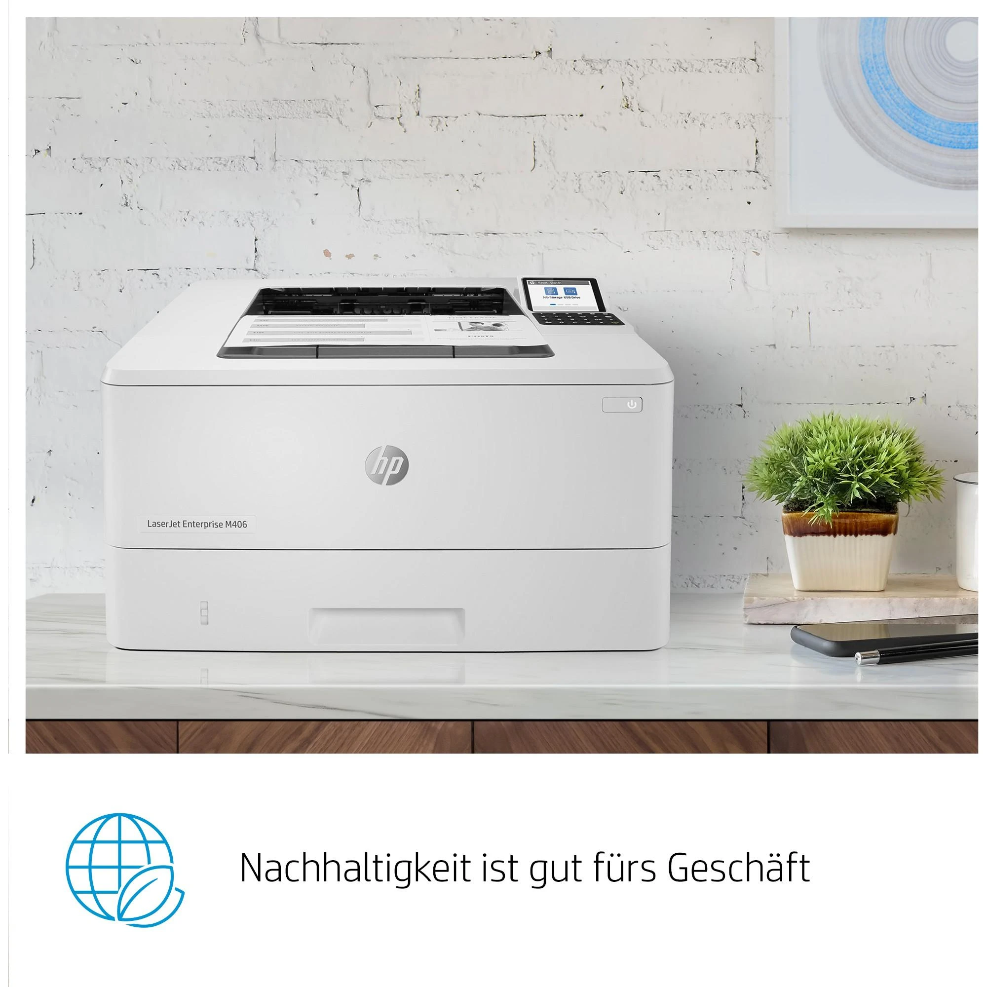 Hewlett Packard (HP) HP LaserJet Enterprise M406dn Spausdintuvas - A4 Mono lazerinis, Print, Auto-Duplex, LAN, 38ppm, 900-4800 pages per month