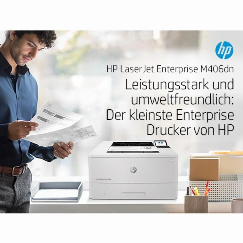 Hewlett Packard (HP) HP LaserJet Enterprise M406dn Spausdintuvas - A4 Mono lazerinis, Print, Auto-Duplex, LAN, 38ppm, 900-4800 pages per month