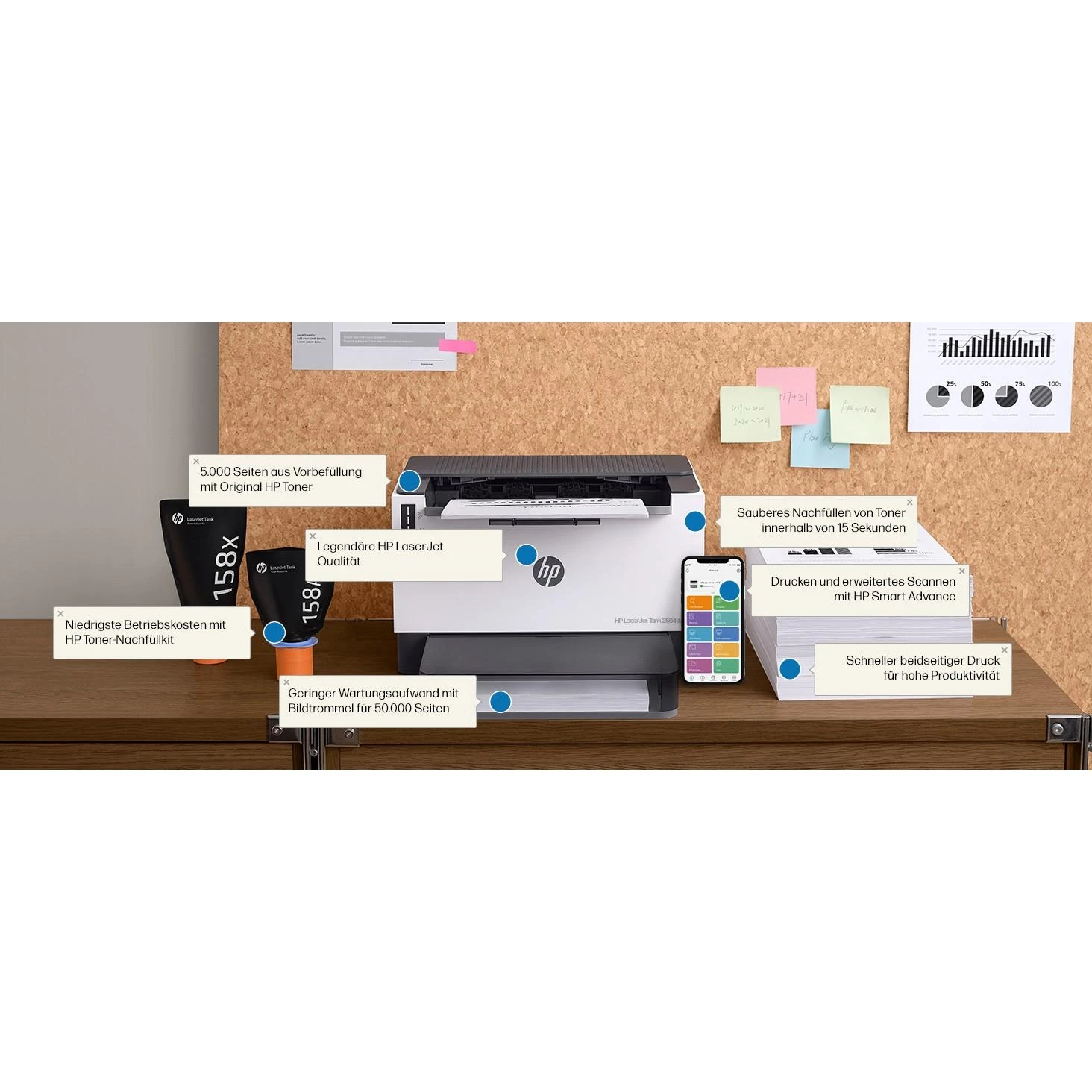 Hewlett Packard (HP) HP LaserJet Tank 2504dw Spausdintuvas - A4 Mono lazerinis, Print, Auto-Duplex, LAN, WiFi, 23ppm, 250-2500 pages per month (replaces Neverstop)