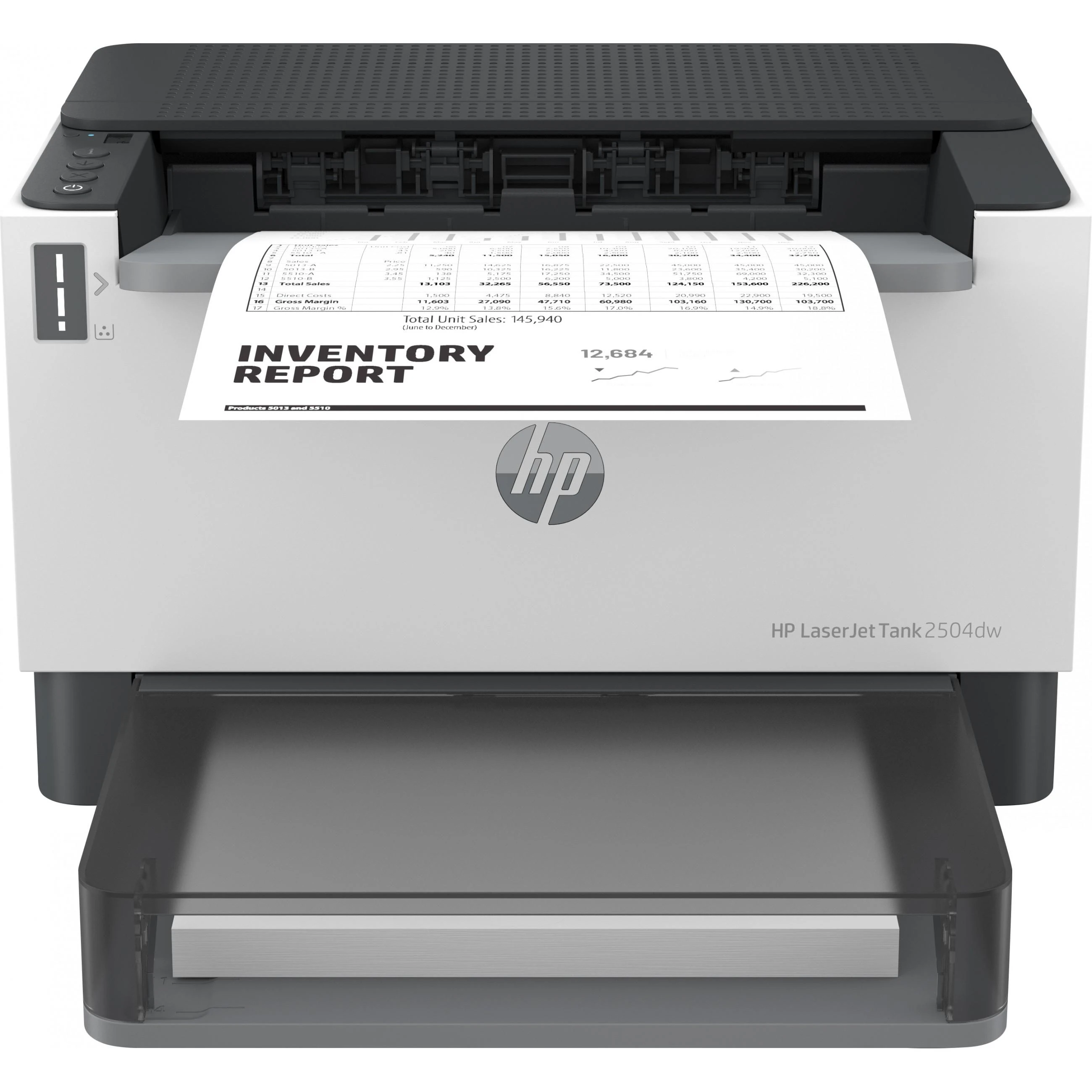 Hewlett Packard (HP) HP LaserJet Tank 2504dw Spausdintuvas - A4 Mono lazerinis, Print, Auto-Duplex, LAN, WiFi, 23ppm, 250-2500 pages per month (replaces Neverstop)