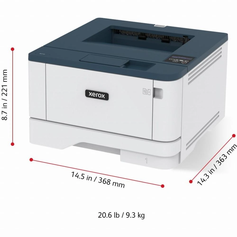 Xerox B310DNI A4 nespalvotas spausdintuvas, 40 psl./min., dvipusis spausdinimas, tinklo ryšys, belaidis internetas, USB, 250 lapų popieriaus dėklas