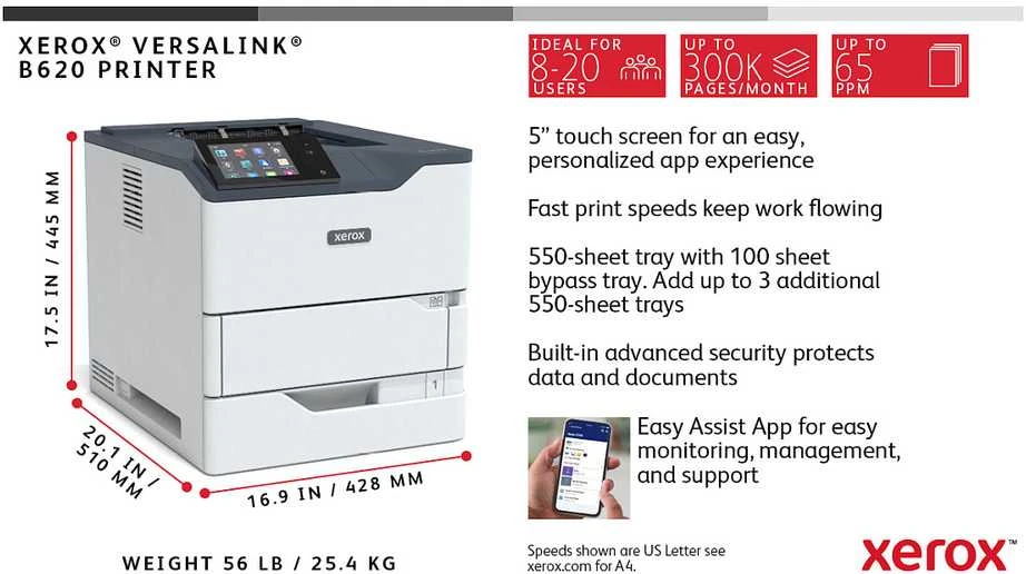 Xerox spausdintuvas laser Versalink B620V_DN spausdintuvas mono A4 61 s