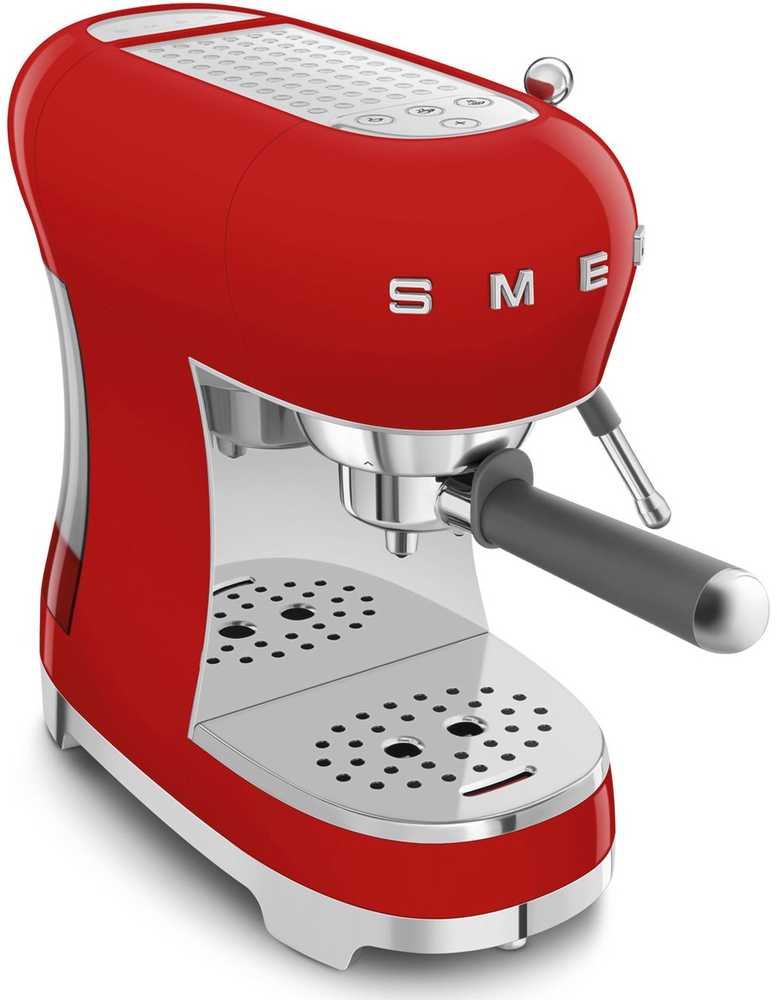 Kavos Aparatas - SMEG ECF02RDEU 15-Bar Pusiau automatinis Espresso Aparatas Su Garų Antgaliu, 1.1L Raudonas