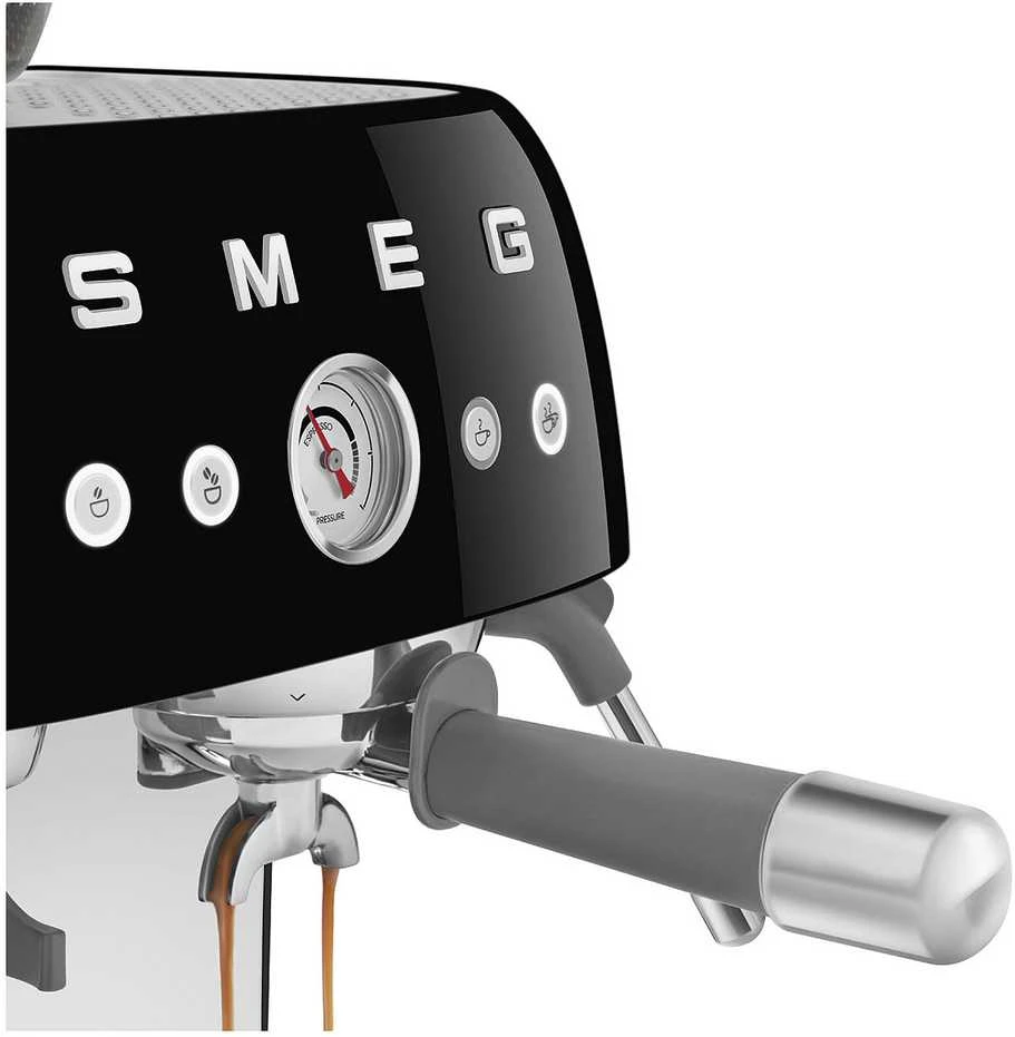 Kavos Aparatas - SMEG EGF03BLEU Pusiau automatinis Espresso su Malūnėliu, Dviejų Termoblokų, Juodas