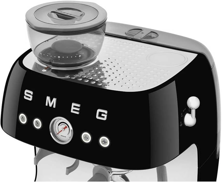 Kavos Aparatas - SMEG EGF03BLEU Pusiau automatinis Espresso su Malūnėliu, Dviejų Termoblokų, Juodas