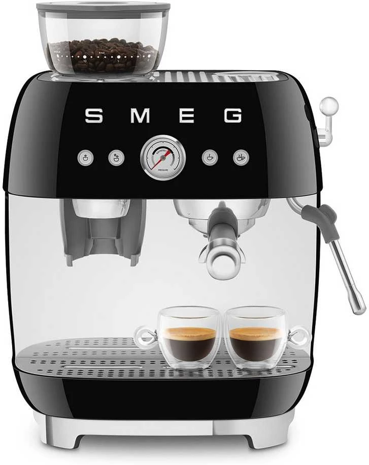 Kavos Aparatas - SMEG EGF03BLEU Pusiau automatinis Espresso su Malūnėliu, Dviejų Termoblokų, Juodas