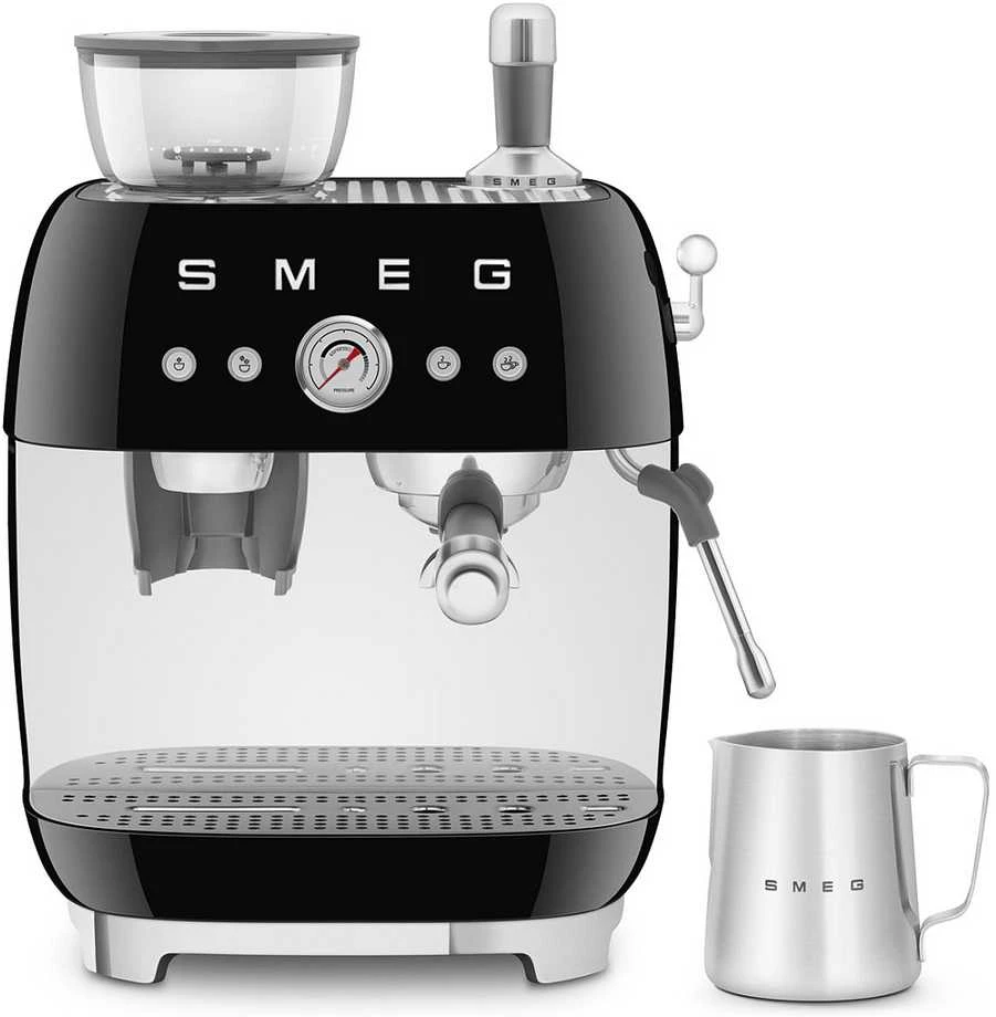 Kavos Aparatas - SMEG EGF03BLEU Pusiau automatinis Espresso su Malūnėliu, Dviejų Termoblokų, Juodas