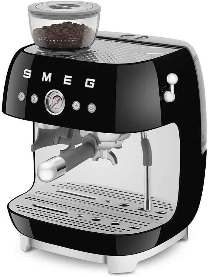 Kavos Aparatas - SMEG EGF03BLEU Pusiau automatinis Espresso su Malūnėliu, Dviejų Termoblokų, Juodas