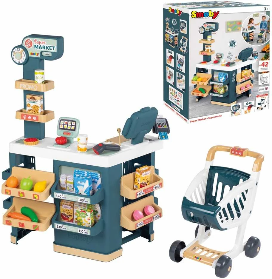 SMOBY Supermarketas su Elektronine Kasa ir Skaneriu