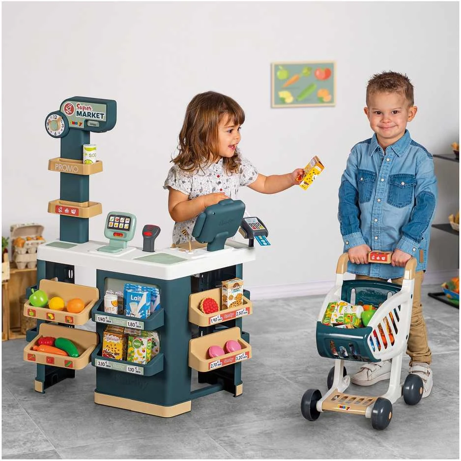 SMOBY Supermarketas su Elektronine Kasa ir Skaneriu