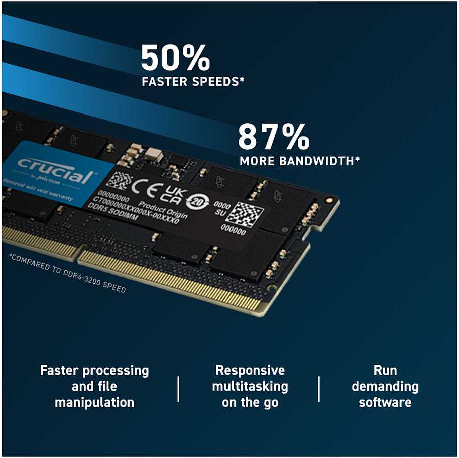 Nešiojamo kompiuterio atmintis Crucial Labai svarbus 16 GB DDR5-5600 SODIMM CL46 (16 Gbit)