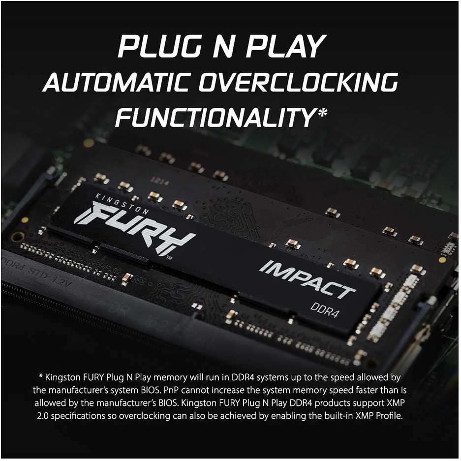 Nešiojamo kompiuterio atmintis HyperX Kingstonas | Fury Impact | 2x8 GB | SODIMM | 3200 MHz | Užrašų knygelė | Registracijos Nr. | ECC Nr